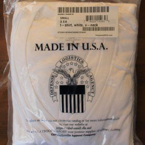 T-Shirt V-neck 3 Pack, Cotton, Size Small, White